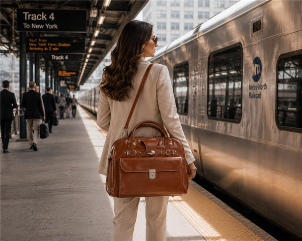 ROSEVILLE | 15” Leather Detachable-Wheeled Laptop Case
