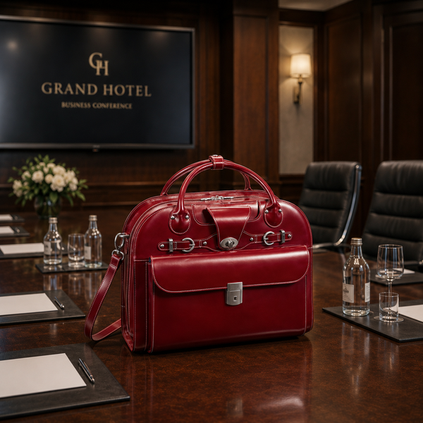ROSEVILLE | 15” Leather Detachable-Wheeled Laptop Case