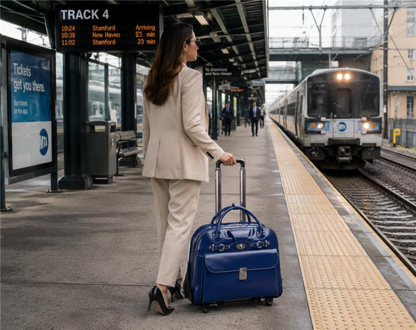 ROSEVILLE | 15” Leather Detachable-Wheeled Laptop Case