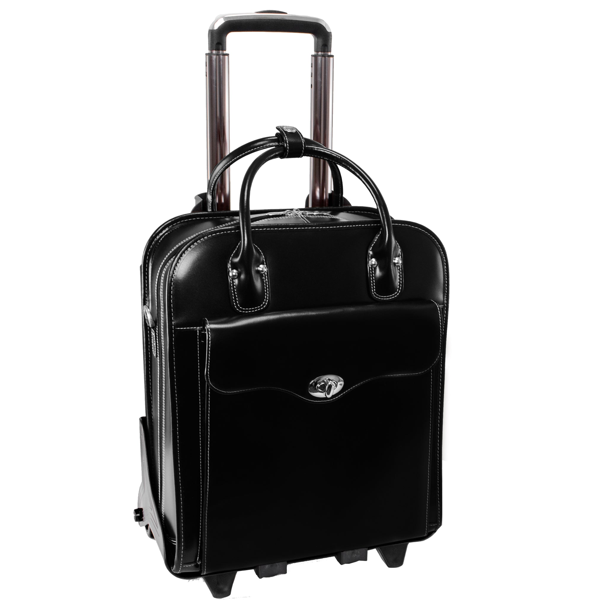 Melrose 9703 - 15” Leather Vertical Detachable-Wheeled Case
