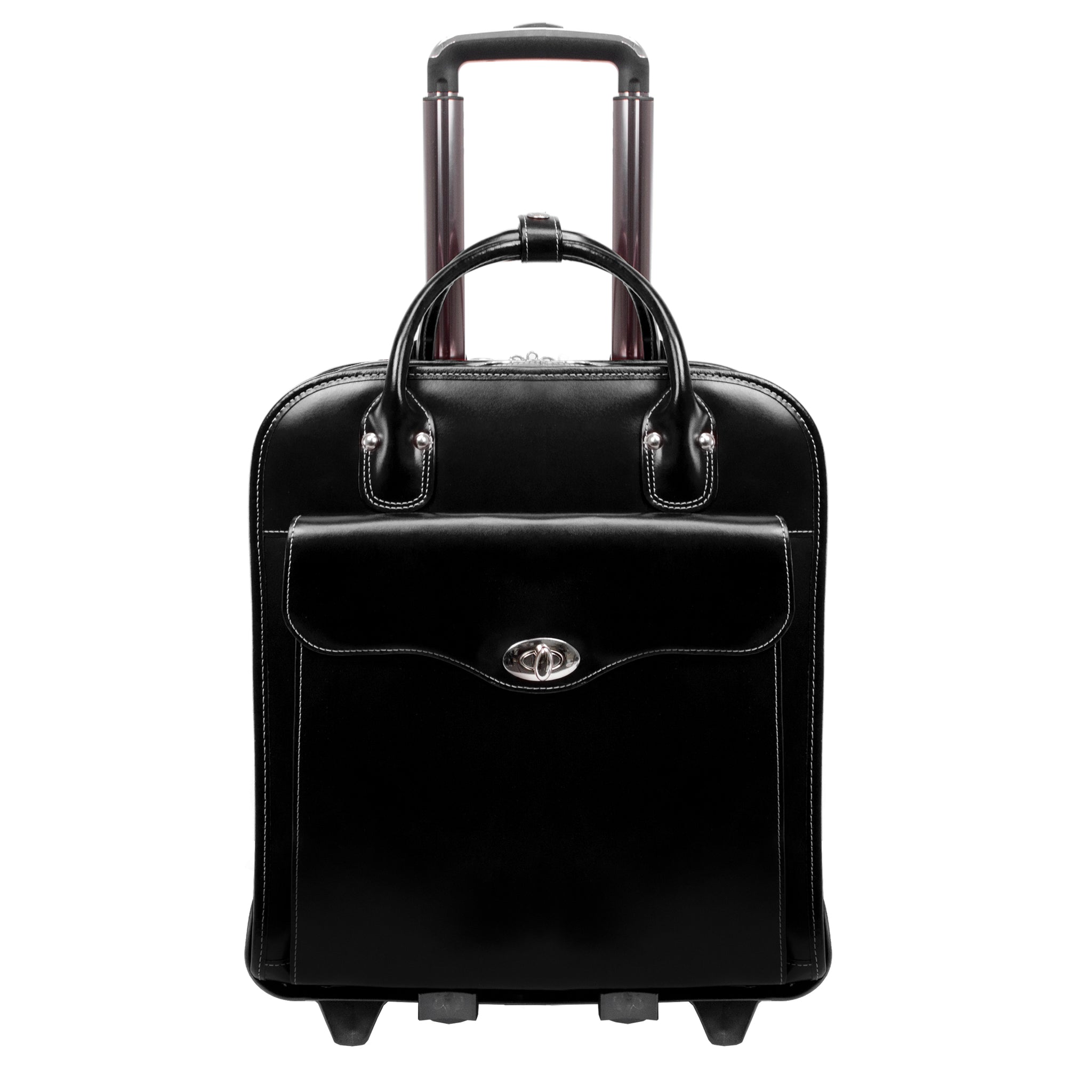 Melrose 9703 - 15” Leather Vertical Detachable-Wheeled Case
