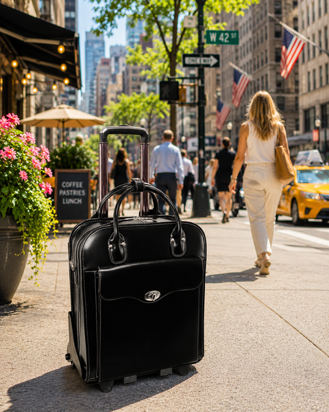 MELROSE | 15” Leather Vertical Detachable-Wheeled Laptop Case