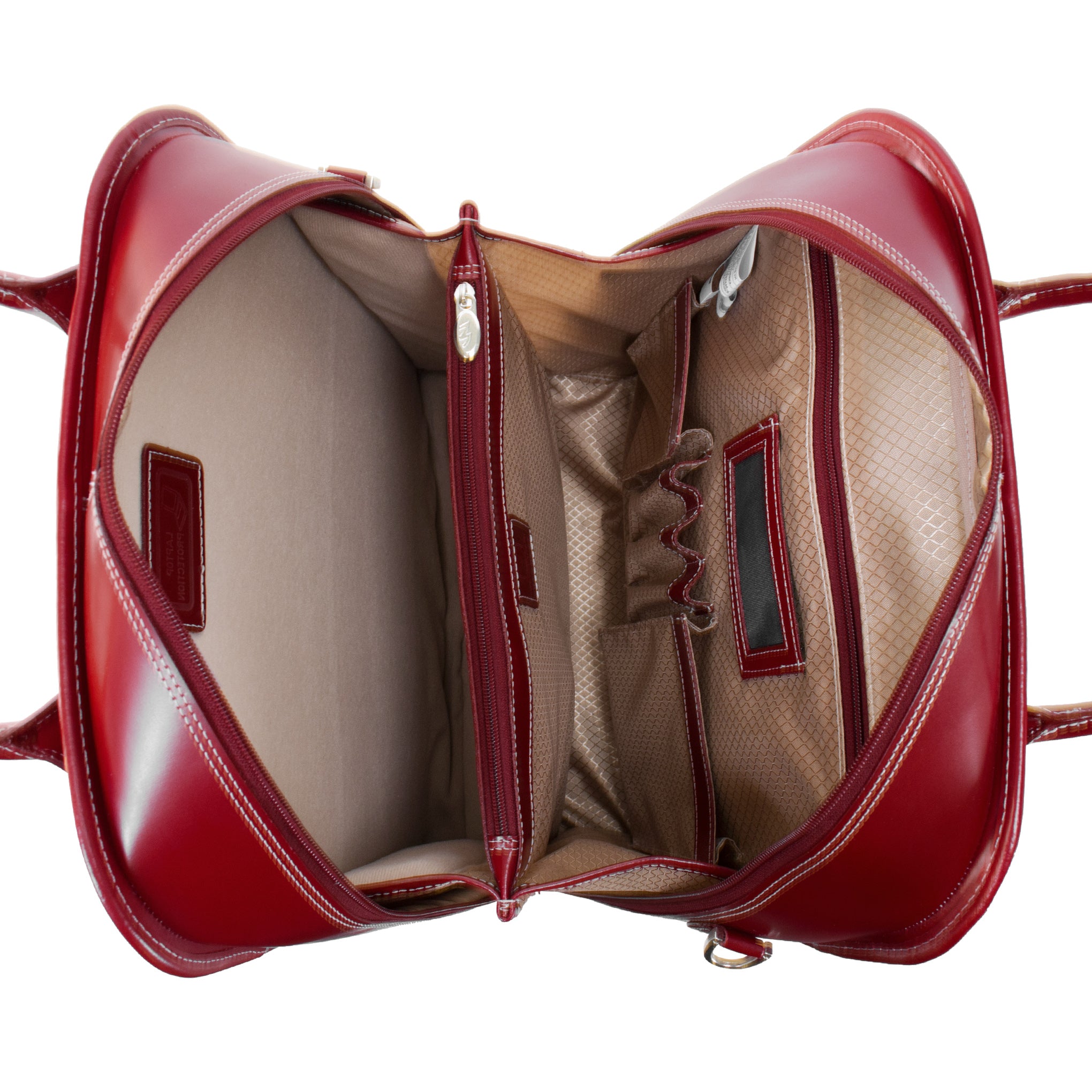 MELROSE | 15” Leather Vertical Detachable-Wheeled Laptop Case (Red)