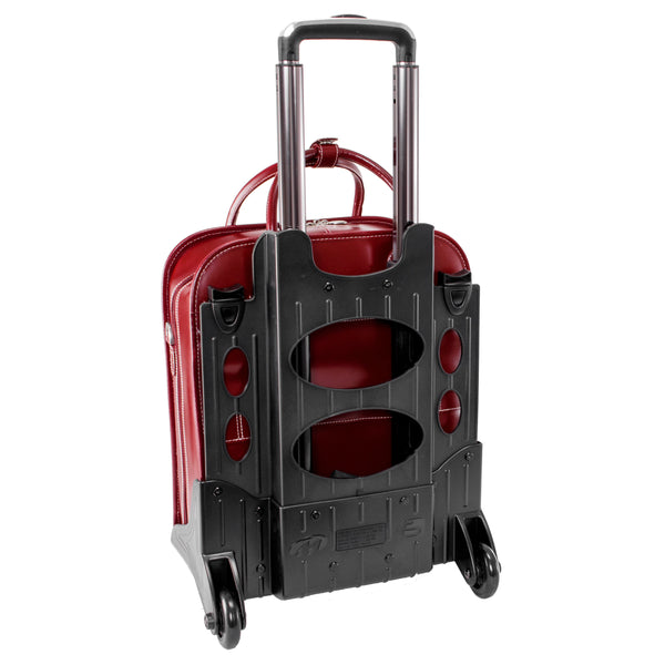 MELROSE | 15” Leather Vertical Detachable-Wheeled Laptop Case (Red)
