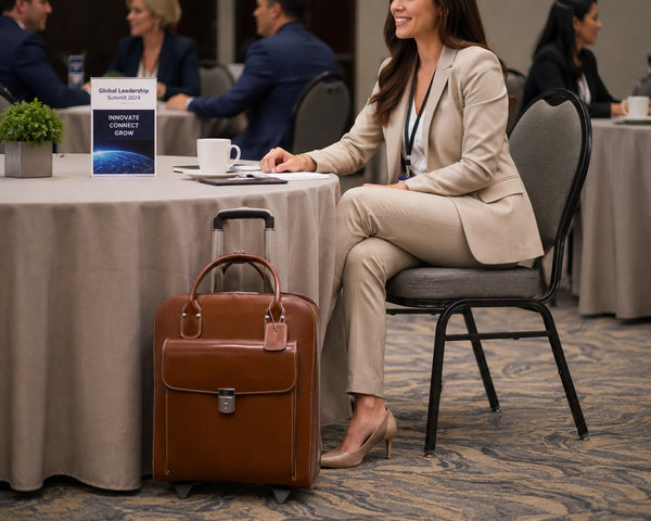 UPTOWN | 15” Leather Vertical Wheeled Laptop Briefcase