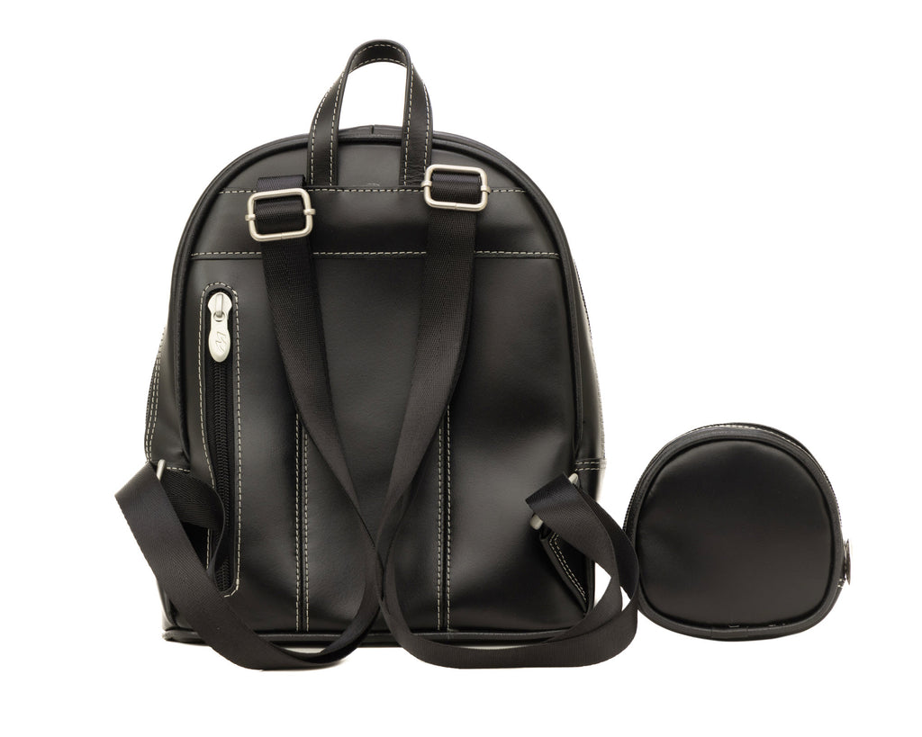 black mini backpack black with red bow Stylish Leather Mini Bow Backpack - Acadia