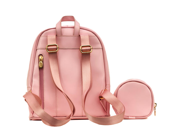 Leather Mini Bow Backpack (Orange, Aqua Blue & Pink)