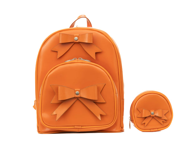 Leather Mini Backpack (Orange, Aqua Blue & Pink)