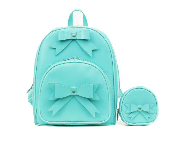 Leather Mini Backpack (Orange, Aqua Blue & Pink)