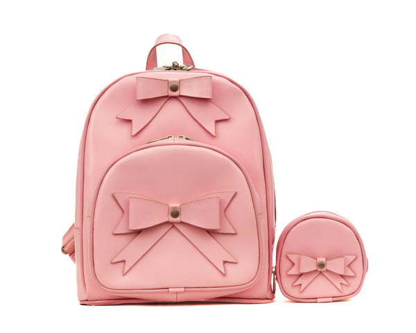Leather Mini Backpack (Orange, Aqua Blue & Pink)