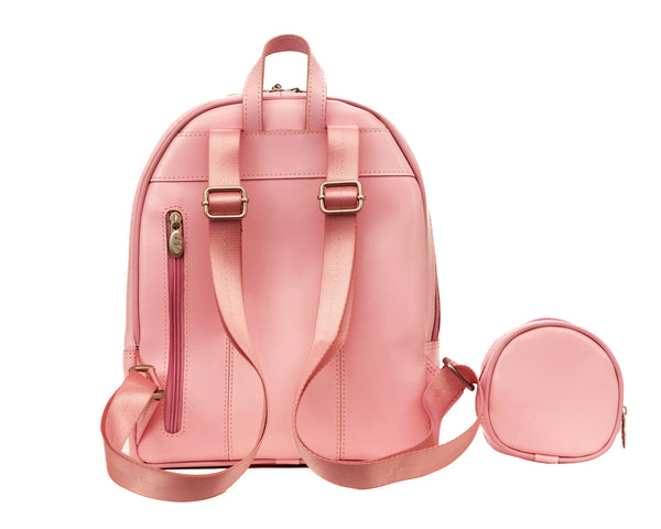 Leather Mini Backpack (Orange, Aqua Blue & Pink)