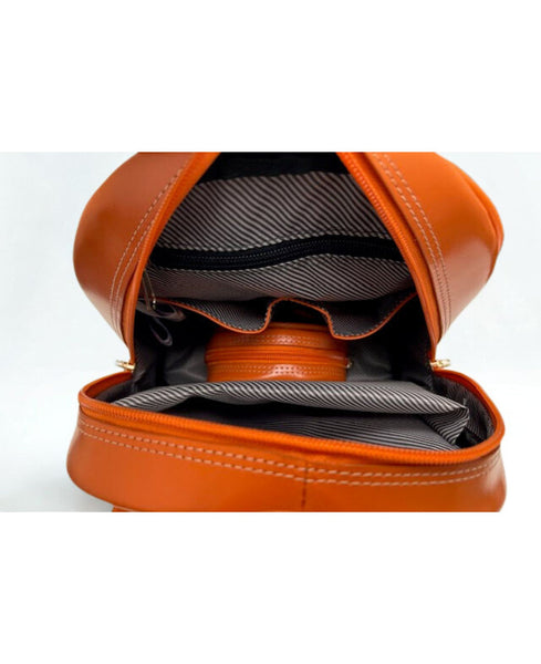 Leather Mini Bow Backpack (Orange, Aqua Blue & Pink)