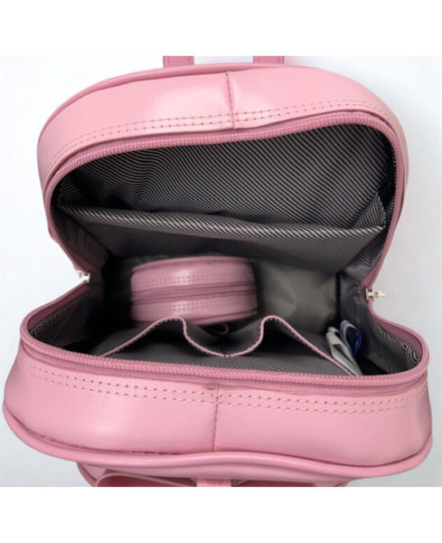 Leather Mini Backpack (Orange, Aqua Blue & Pink)
