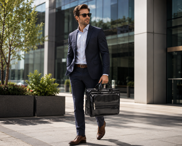 ELSTON | 15” Leather Dual-Compartment Laptop Briefcase