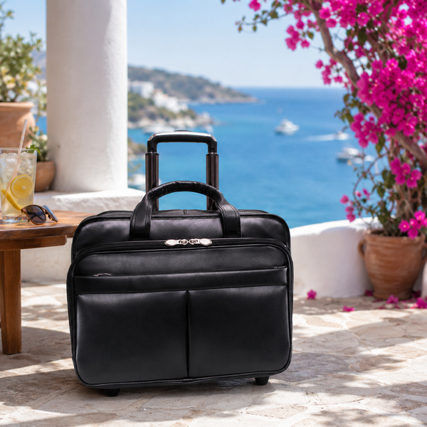 BOWERY | 15” Leather Wheeled Laptop Briefcase