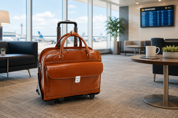LAKEWOOD | 15” Leather Detachable-Wheeled Laptop Case