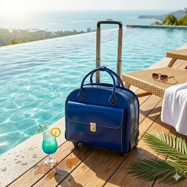 GLEN ELLYN | 15” Leather Detachable-Wheeled Laptop Case