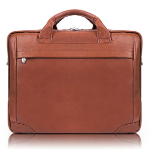 Large Leather Laptop Briefcase Front View