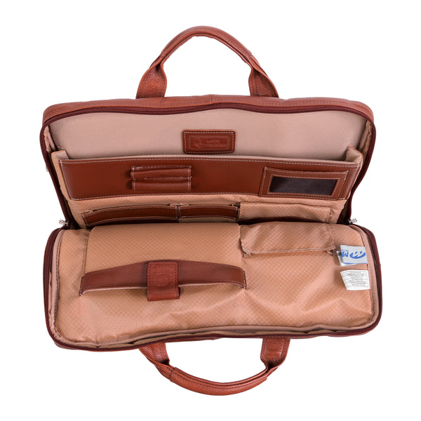 Bridgeport Brown Leather Laptop & Tablet Briefcase