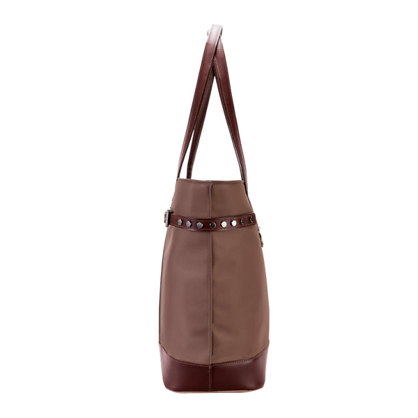 Chic Leather Nylon Tote Bag