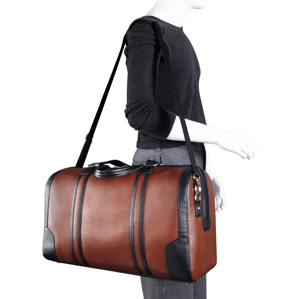 McKlein 88194 20 in. Kinzie Carry-All Leather Duffel, Brown