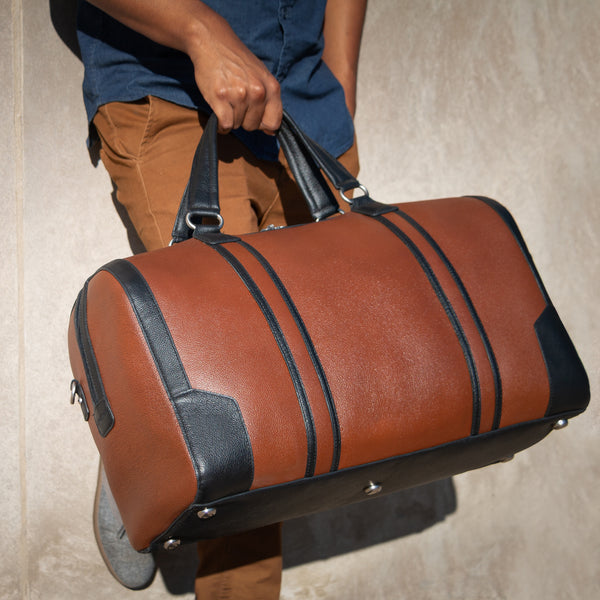 KINZIE | Leather Two-Tone Carry-All Tablet Duffel