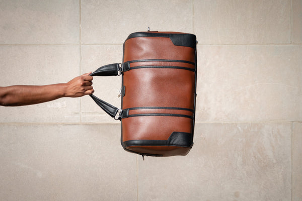 KINZIE | Leather Two-Tone Carry-All Tablet Duffel