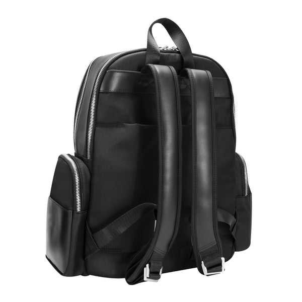 Black Leather Trim Backpack - McKlein USA