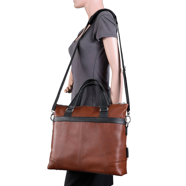 EASTWARD |  15” Leather Two-Tone Tablet & Laptop Briefcase