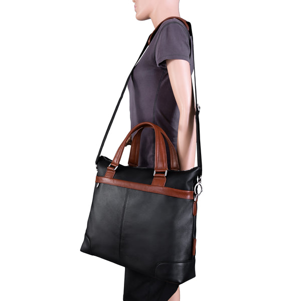 EASTWARD |  15” Leather Two-Tone Tablet & Laptop Briefcase