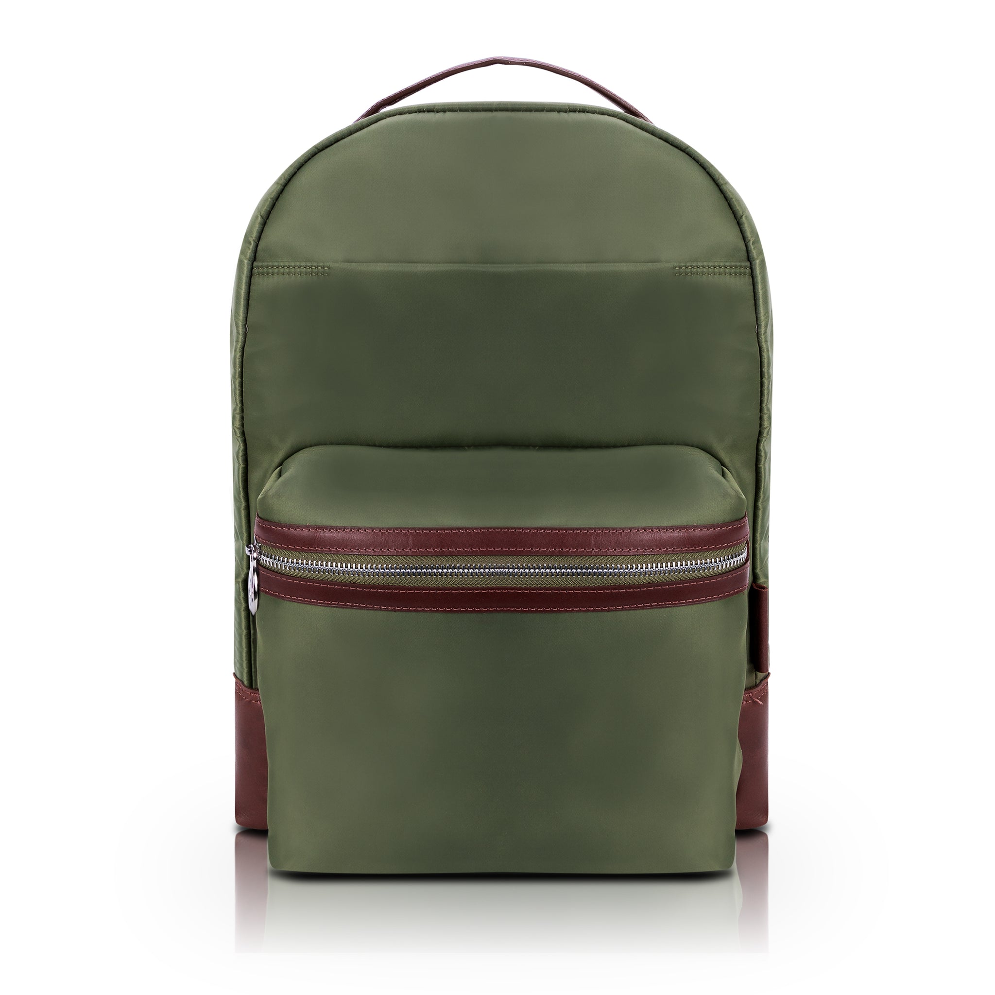 Parker: 15” Green Nylon Dual-Compartment Backpack