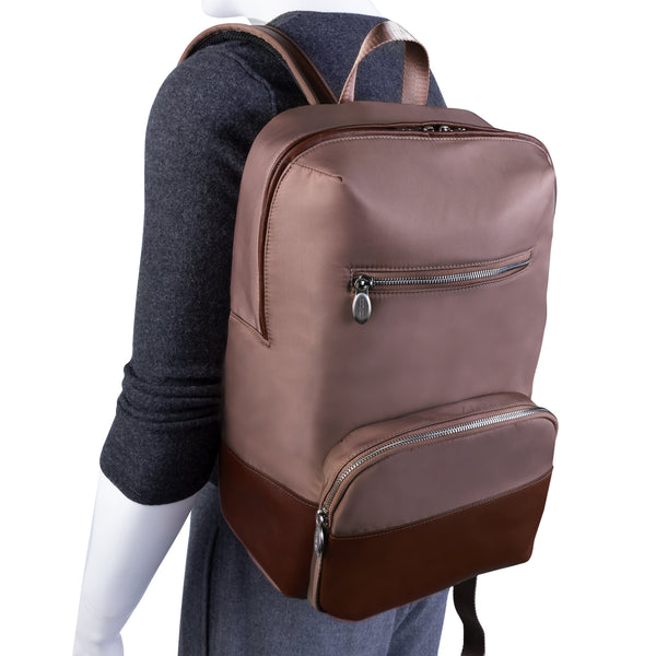 Brown Leather Trim Men's Backpack - McKlein USA