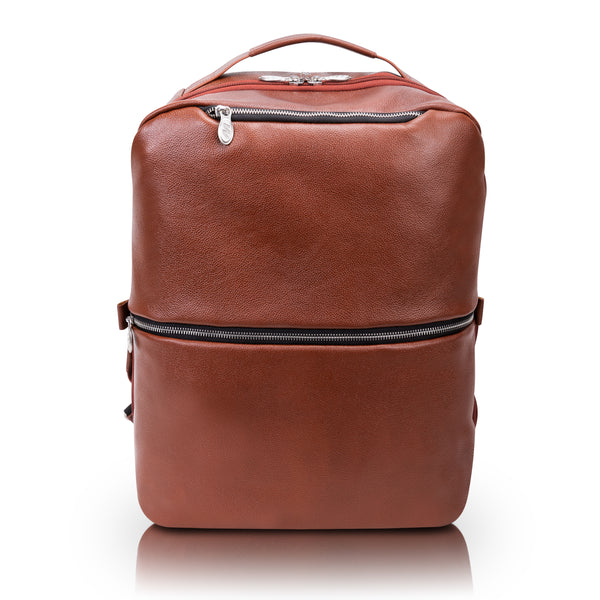 East Side Brown Leather Backpack - Front View