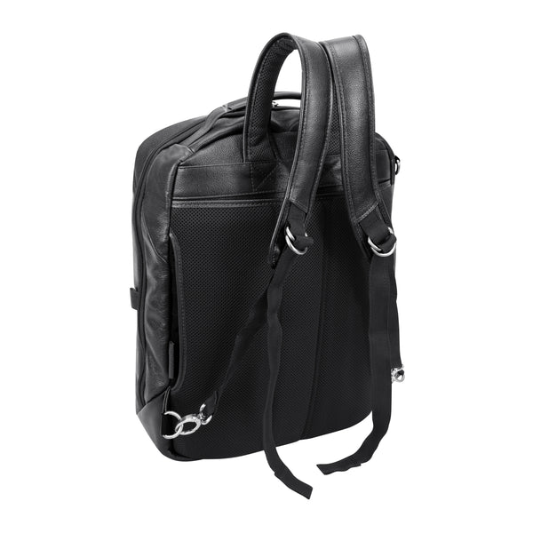 "Stylish Black Leather Backpack with Adjustable Straps