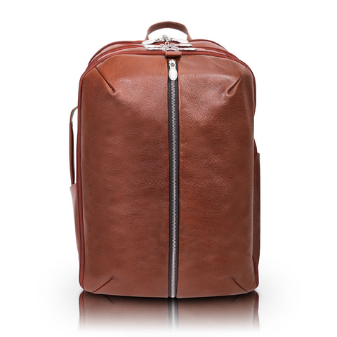 Englewood : Brown Leather Laptop Backpack