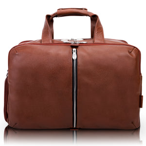 17" Brown Leather Carry-All Duffel Front View
