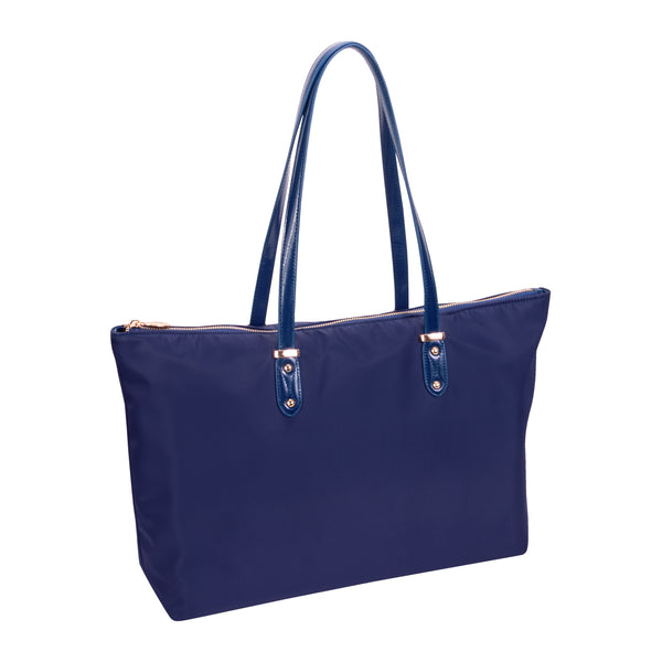 Elevate Your Style with 15” Blue Nylon Laptop Tote