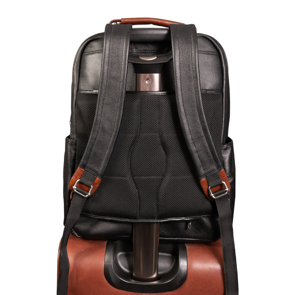 Chic 17” Leather Two-Tone Laptop Backpack