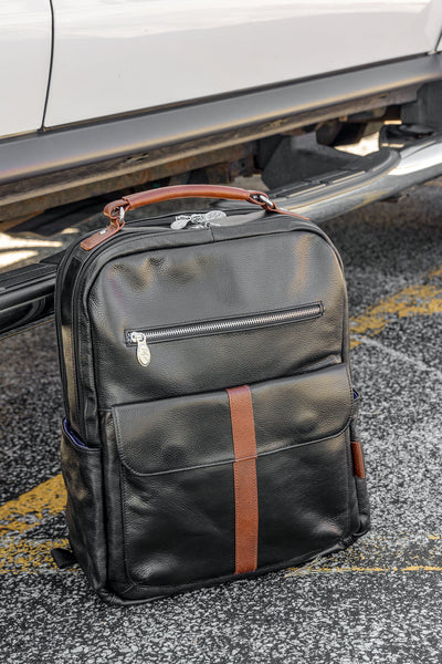Logan: Black Leather Two-Tone Laptop Bag
