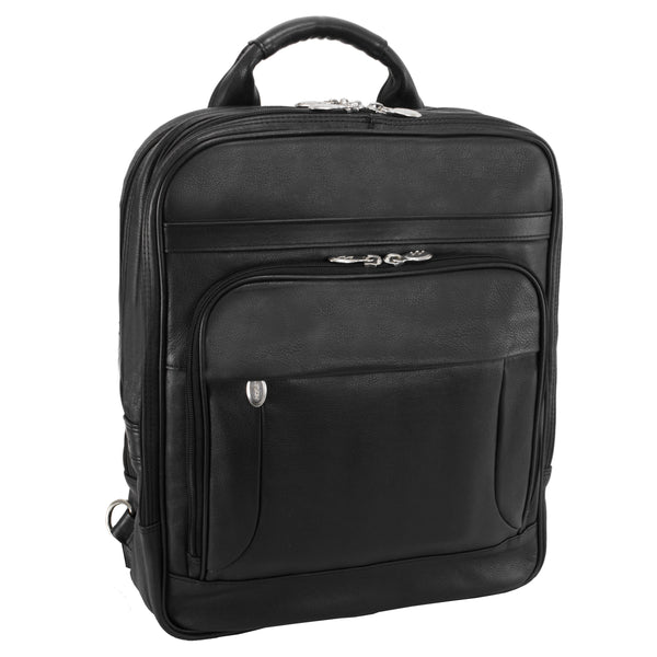 Black Leather Detachable-Wheeled Laptop Case - Wicker Park 4719