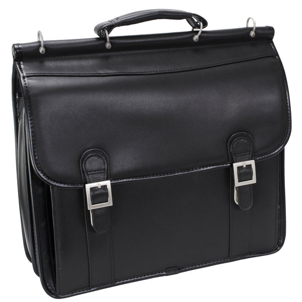 HALSTED | 15" Leather Double-Compartment Laptop Briefcase