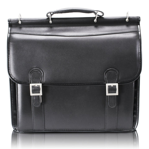 HALSTED | 15" Leather Double-Compartment Laptop Briefcase