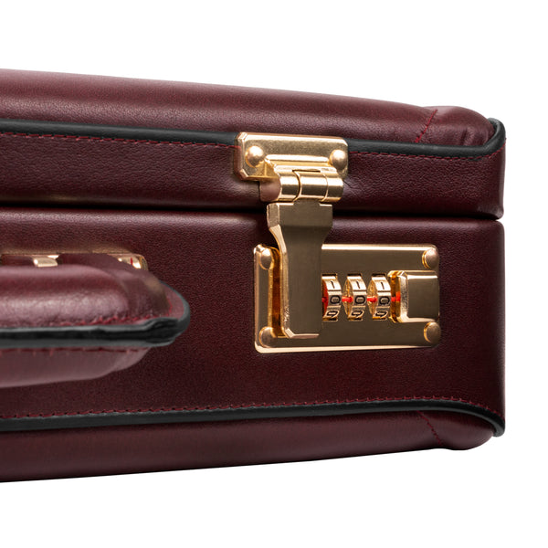 Reagan Leather Briefcase Lock Detail