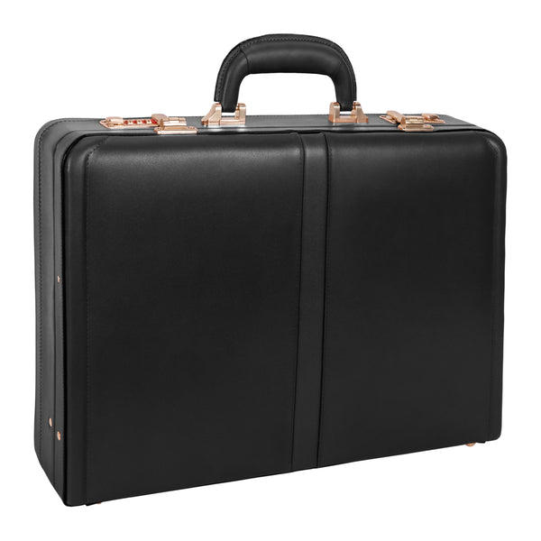 Black Leather Attaché Briefcase - Harper 