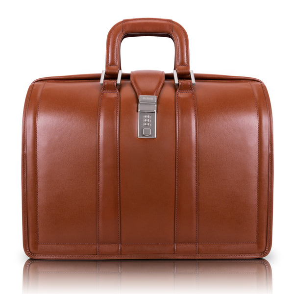 MORGAN | 17" Leather Litigator Laptop Briefcase