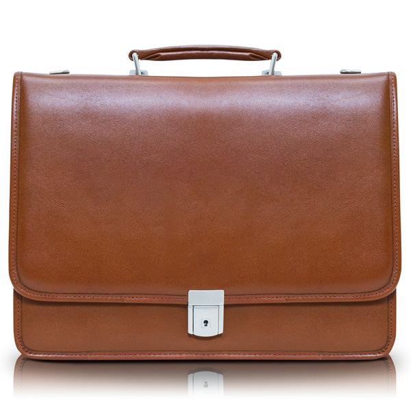 LEXINGTON | 15" Leather Flap Over Laptop Briefcase