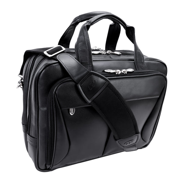 PEARSON | 17” Leather Expandable Laptop Briefcase