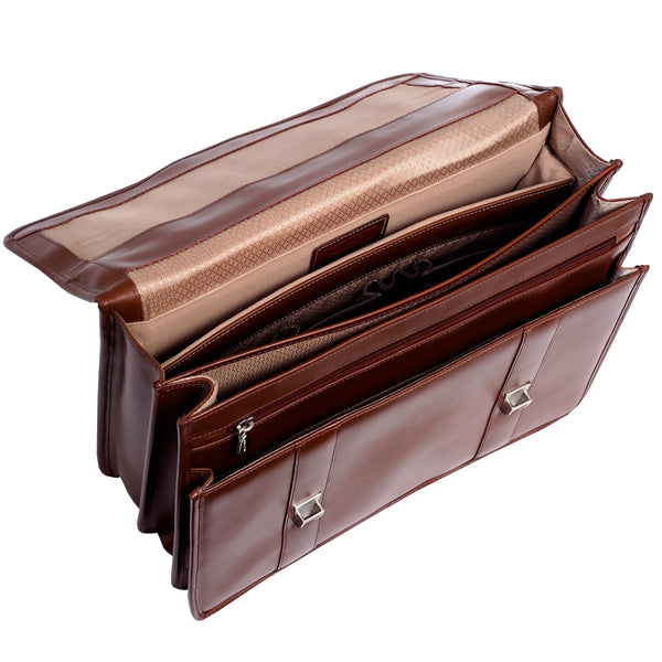 FLOURNOY | 15” Leather Double-Compartment Laptop Briefcase