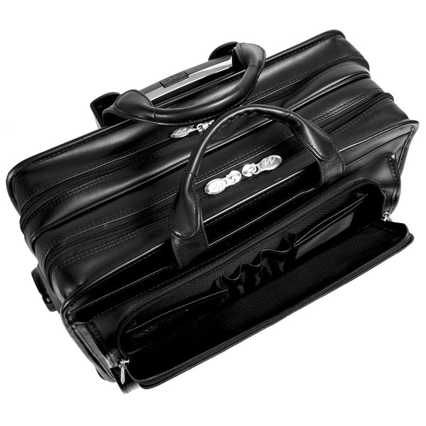 Franklin - 17” Leather Detachable-Wheeled Laptop Bag - Top View