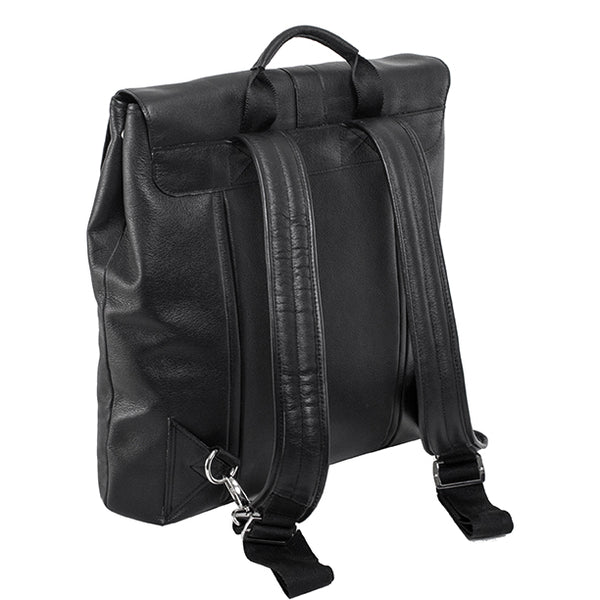 87965 (Black) Leather Laptop Backpack